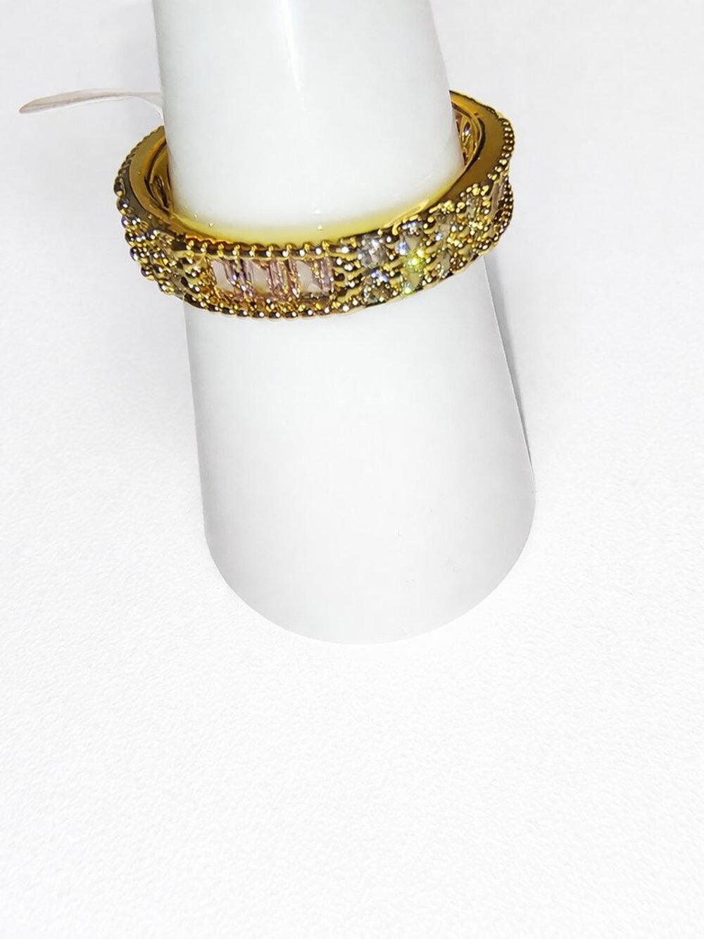 Bomb Party Rose Quartz CZ Eternity Band Ring Size 7‎ NWT Gold Plated